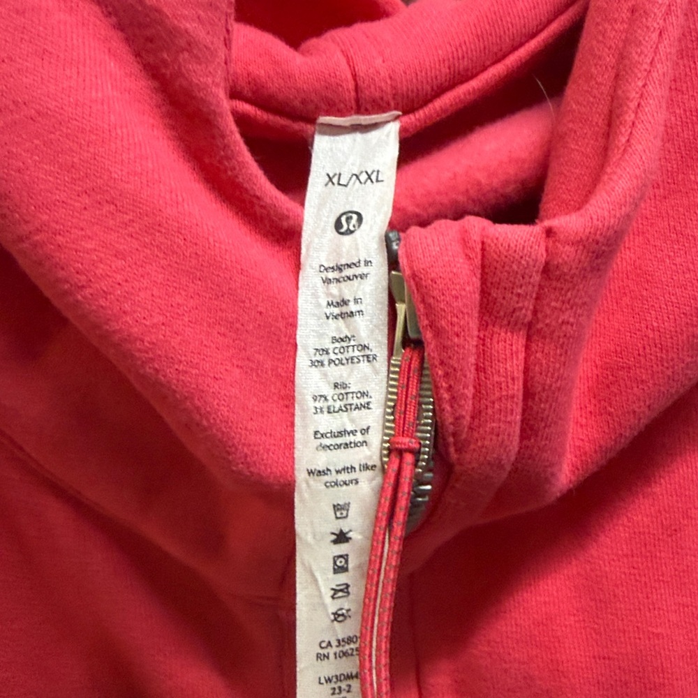 Lululemon Half Zip Hooded Scuba in Lipgloss, Size XL/XXL - Picture 2 of 2